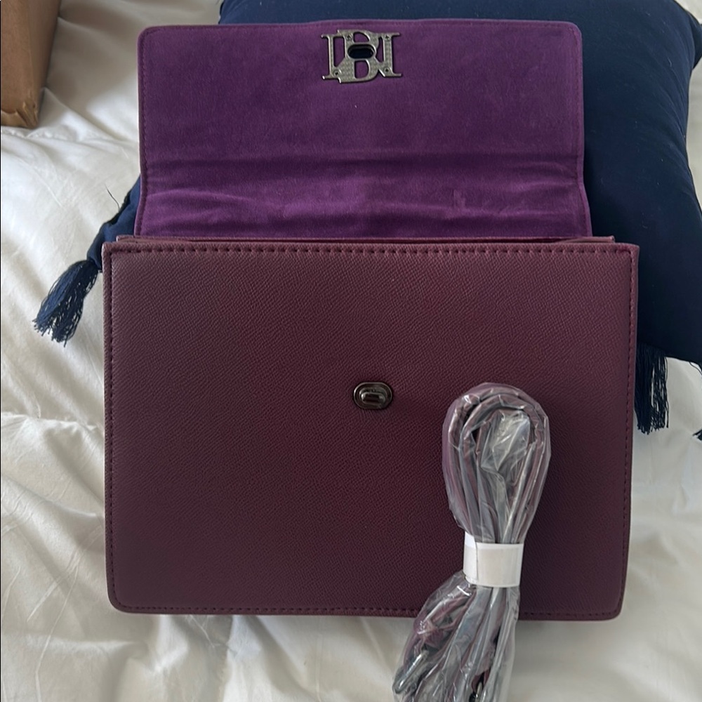 Badgley Mischka Plum and gun metal Studded Handbag - Picture 3 of 6